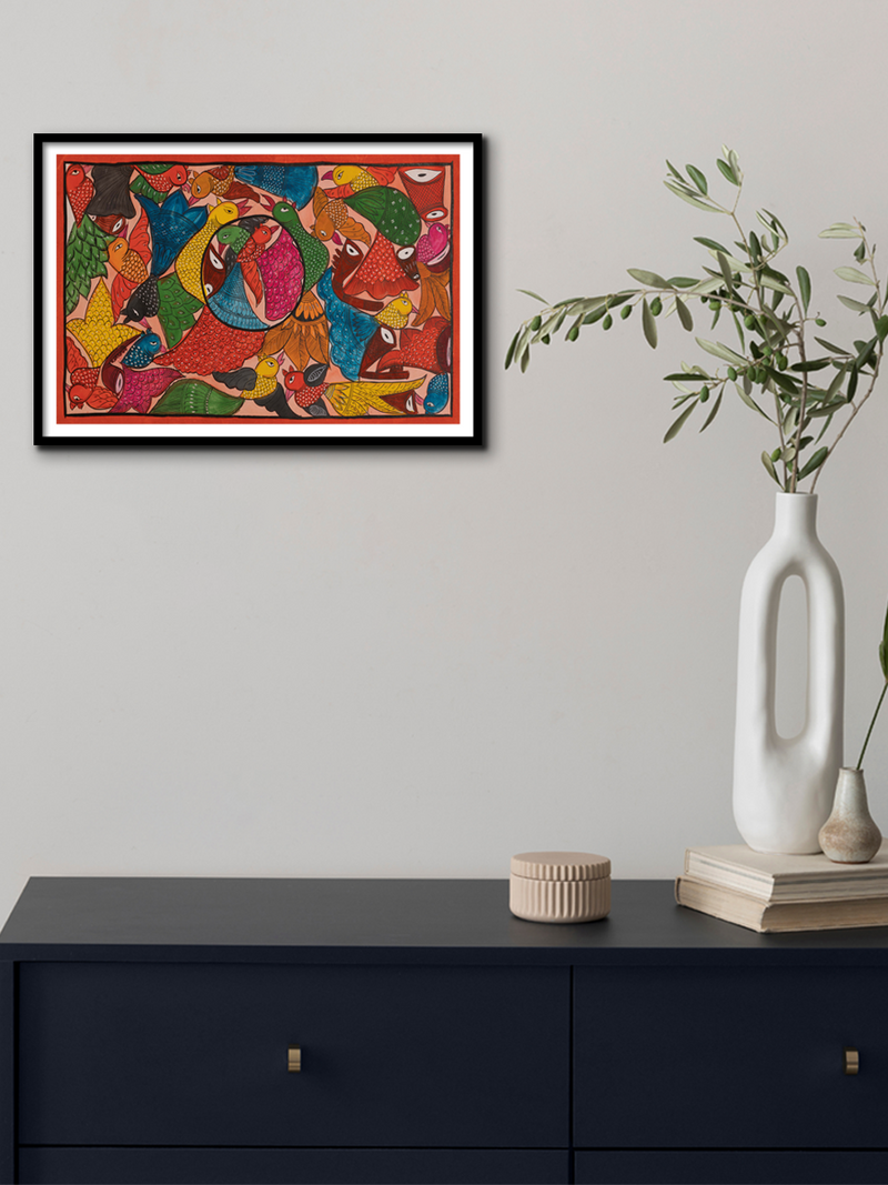 Birds in Bengal Pattachitra by Swarna Chitrakar