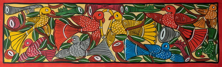 Birds in light hues: Santhal-Tribal Pattachitra by Manoranjan Chitrakar Thumbnail