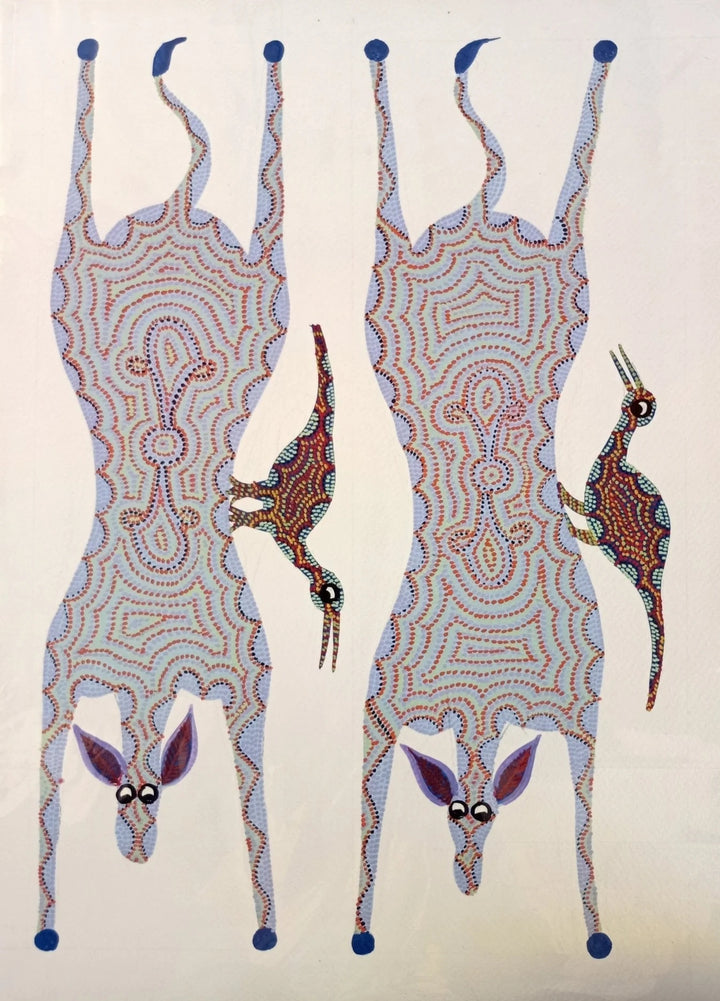 Birds on Deers in Bhil Painting by Geeta Bariya Thumbnail