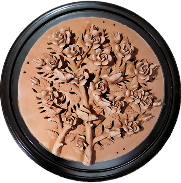 Birds on the Floral Branch: Terracotta by Dolon Kundu