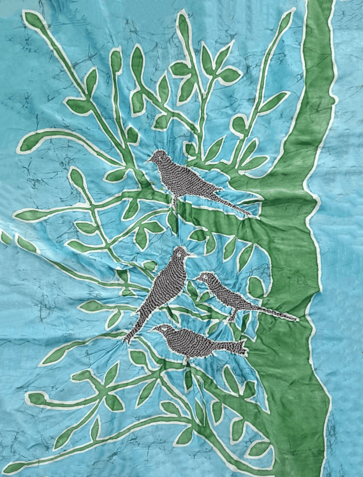 Birds on tree- Baatbaandh on Pure Silk Satin by Anwar Husen Khatri Thumbnail