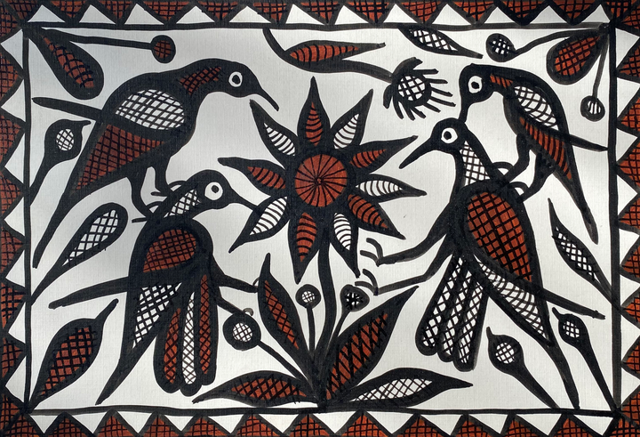 Birds with Flowers in Sohrai by Manikchand Mahto Thumbnail