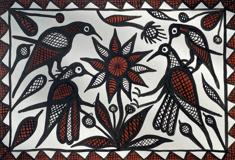 Buy Birds with Flowers in Sohrai by Manikchand Mahto