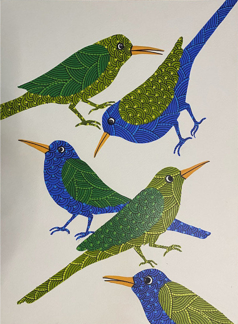 Birds, Gond Painting by Venkat Shyam