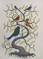 Buy Birds on Tree, Gond painting by Venkat Shyam