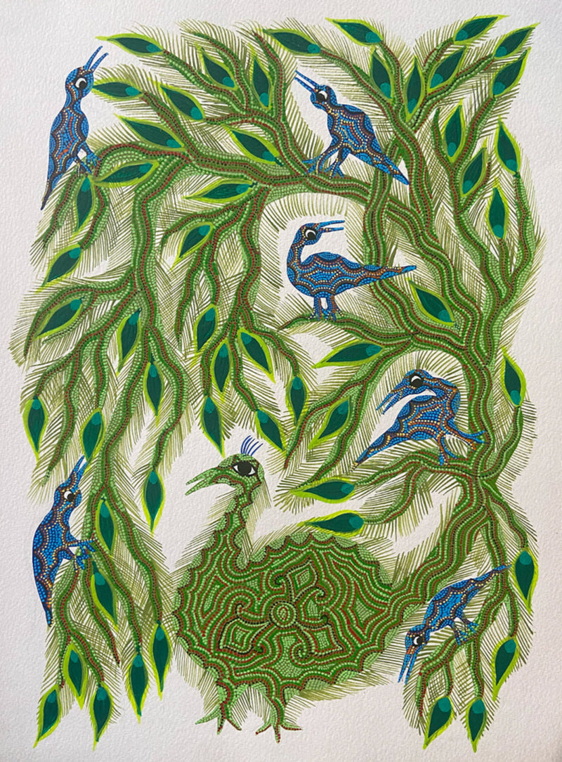 Buy Birds on a Tree, Bhil Art by Geeta Bariya