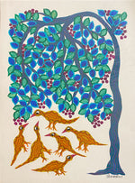 Buy Birds under the tree, Bhil Art by Geeta Bariya