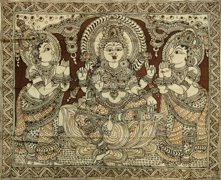 Blessings of Goddess Lakshmi: Kalamkari painting by Sudheer Thumbnail