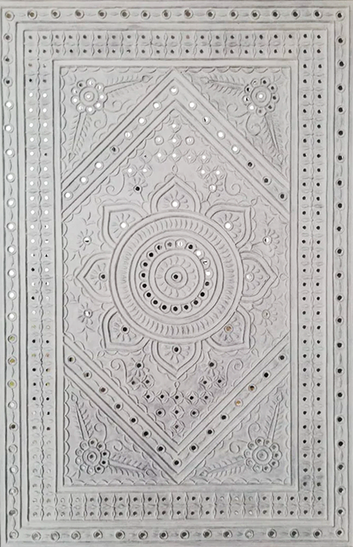 Blooming Elegance: Lippan Kaam Artwork by Nalemitha For Home Decor, Gifting Thumbnail