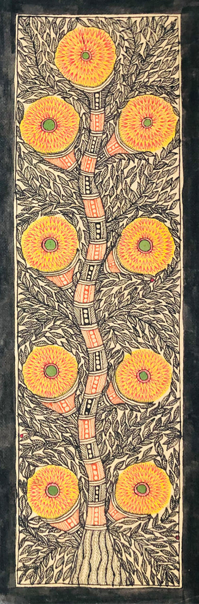 Buy Blossoms of Radiance The lush tree tapestry Madhubani Painting by Ambika Devi