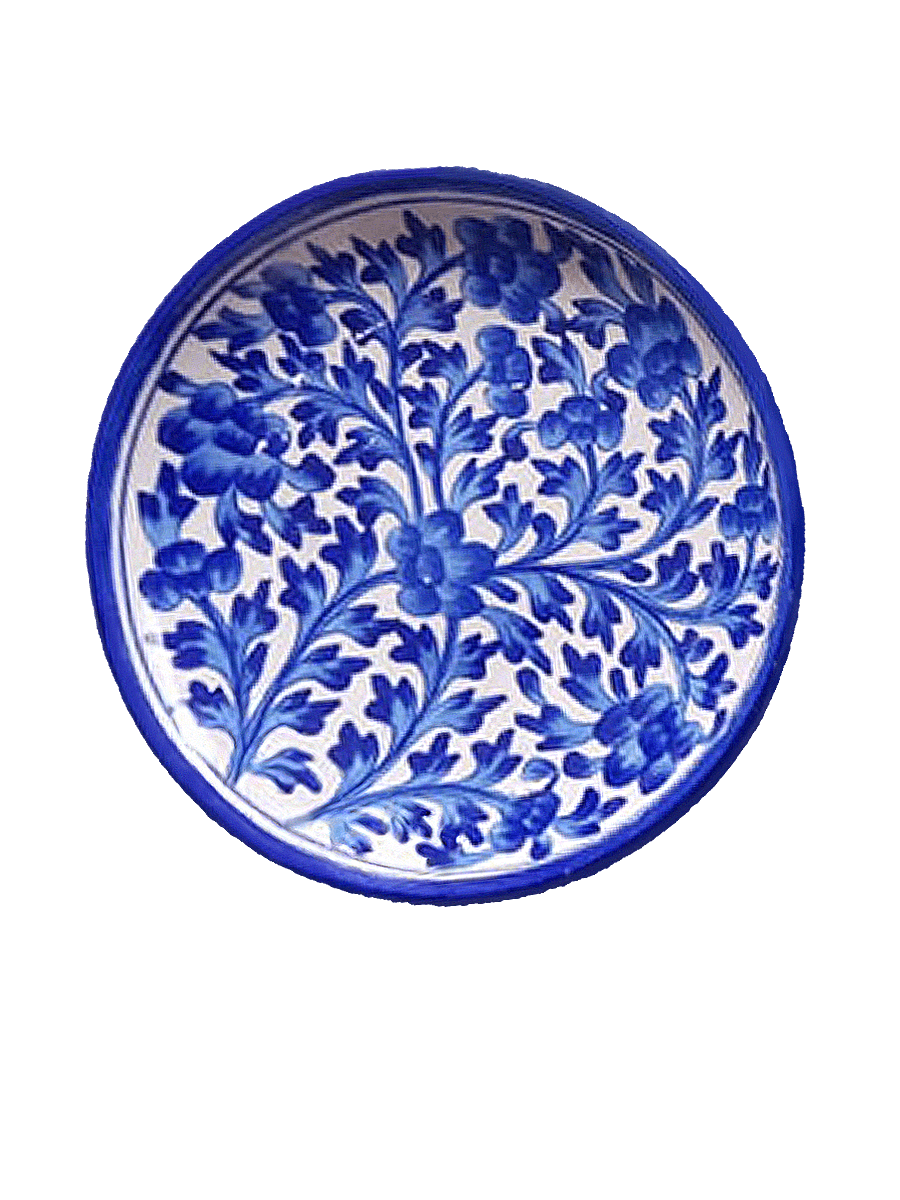 Blue Florals in Blue Pottery Plates by Vikram Singh Kharol