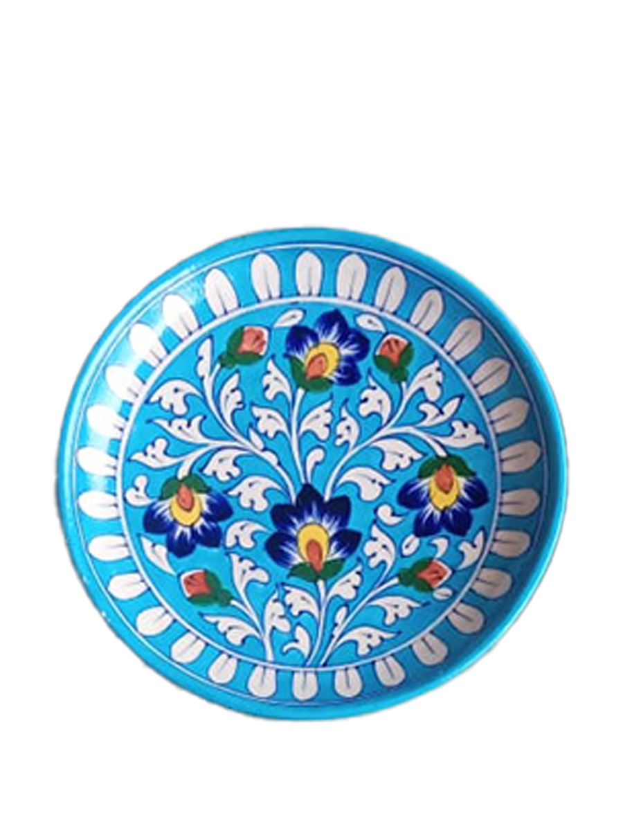 Shop for Blue and Yellow Florals in Blue Pottery Plates By Vikram Kharol at memeraki.com