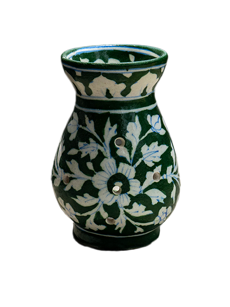 Shop Botanical Elegance: Tealight Glow in the Enchanted Green Pot Tealight holder Blue Pottery 