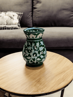Botanical Elegance: Tealight Glow in the Enchanted Green Pot Tealight holder Blue Pottery By Gopal Saini for sale