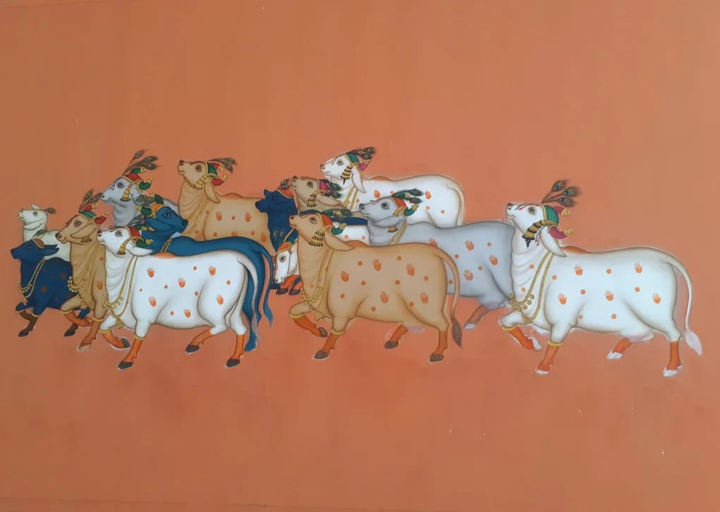 Bovine Beauty: Pichwai painting by Jayesh Sharma Thumbnail