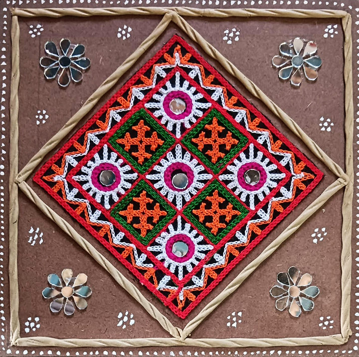 Brown Patchwork Lippan Kaam Wall Panel by Nalemitha For Home Decor, Gifting Thumbnail