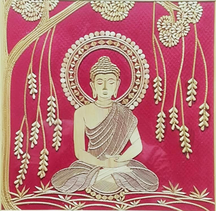 Buddha Under Bodhi Tree in Sikki Grass work by Suraj Kumar Sahu Thumbnail