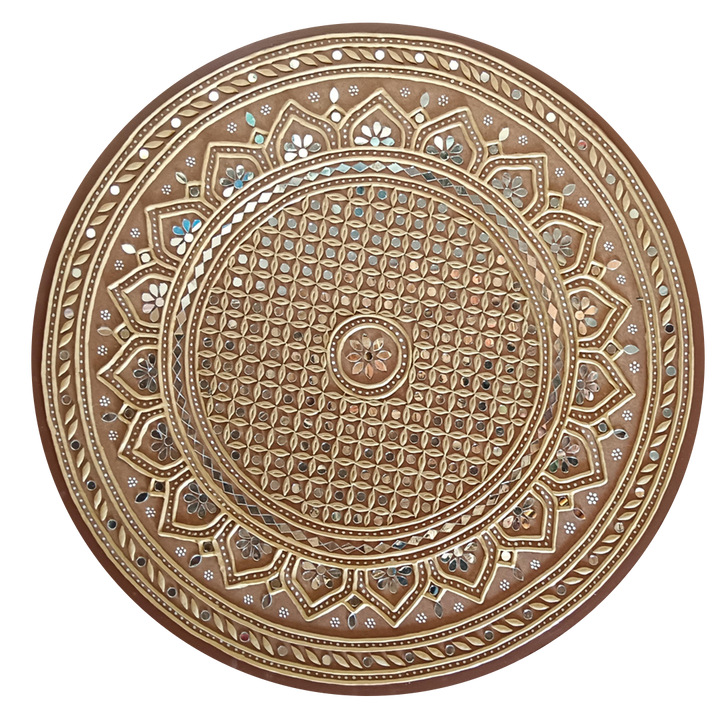 Burnt Gold Lippan Kaam by Nalemitha For Home Decor, Gifting Thumbnail