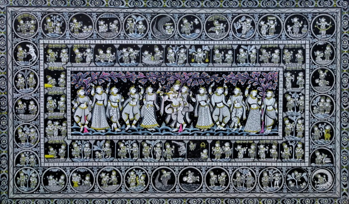 Krishna Full Story - Pattachitra Painting by Purusottam Swain for Home Decor Thumbnail