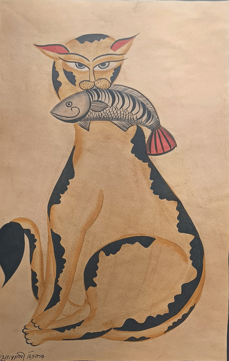 Buy Cat in Kalighat by Uttam Chitrakar
