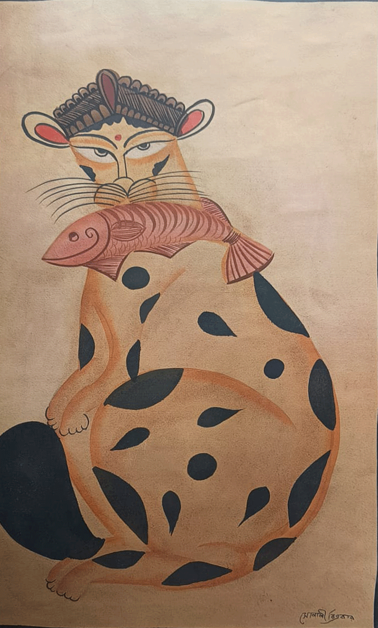 Buy Cat in Kalighat by Uttam Chitrakar