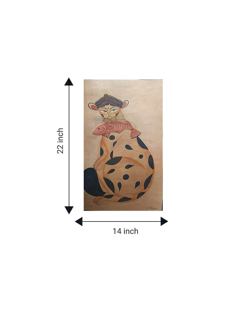 Cat in Kalighat by Uttam Chitrakar for sale