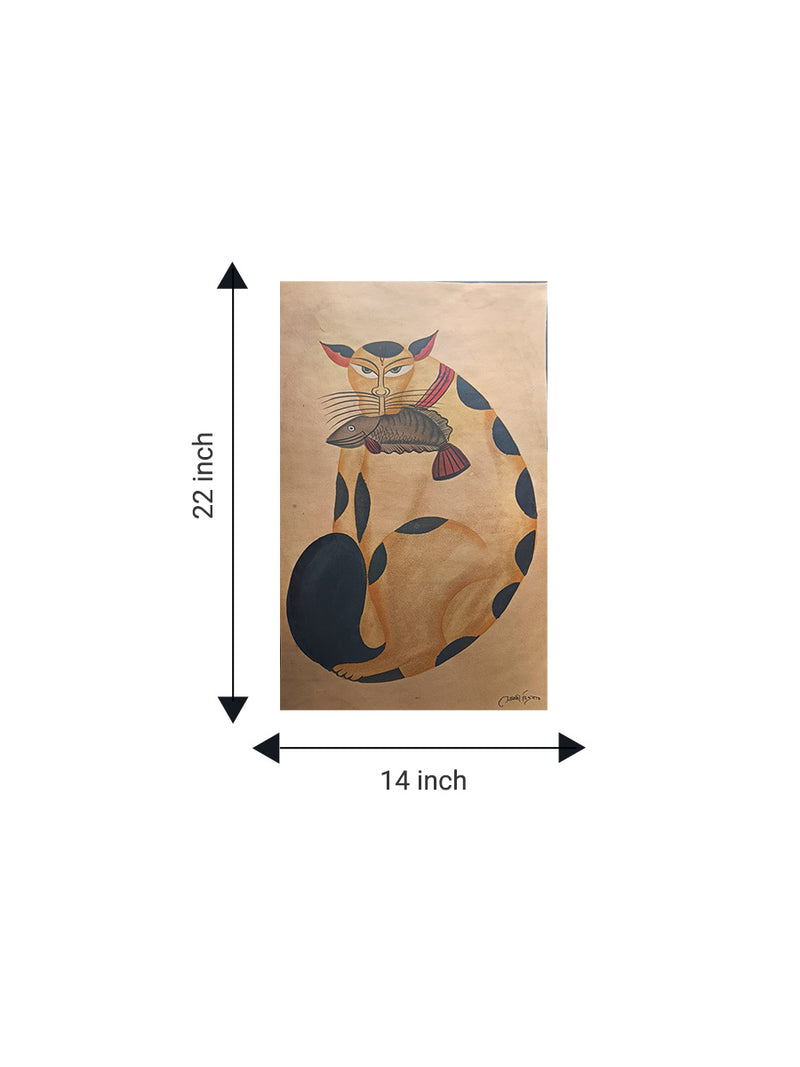 Cat in Kalighat by Uttam Chitrakar for sale
