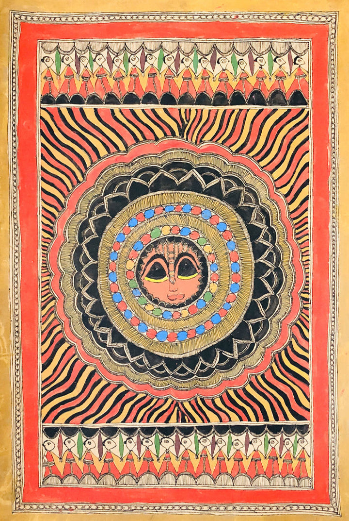 Celebrating the Sun, Madhubani Art by Ambika Devi Thumbnail
