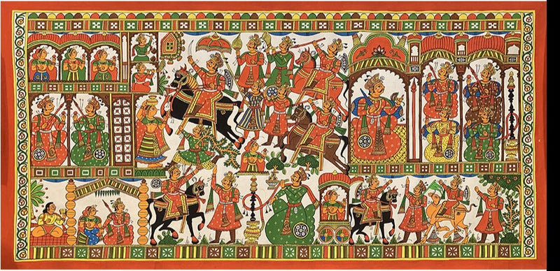 Buy Celebration of Kulu Pabuji’s Tales of Victory, Phad Painting by Kalyan Joshi