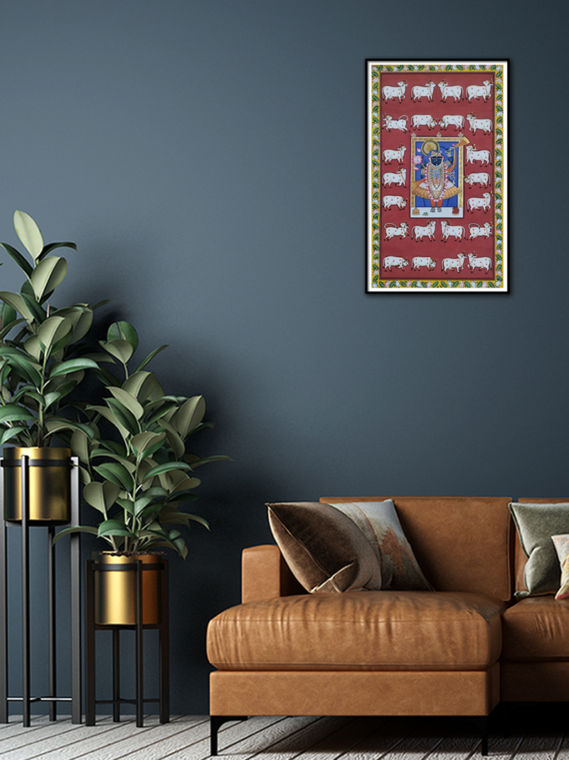 Celestial Devotion: Vibrant Tapestry Pichwai Painting by Dinesh Soni