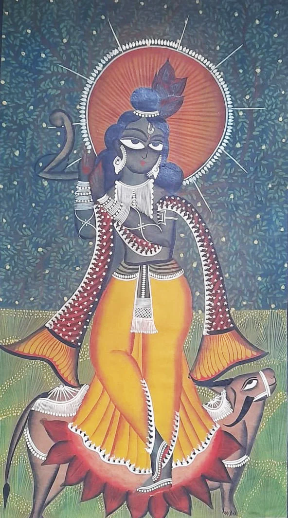 Celestial Enchantment: Krishna in Kalighat by Uttam Chitrakar Thumbnail