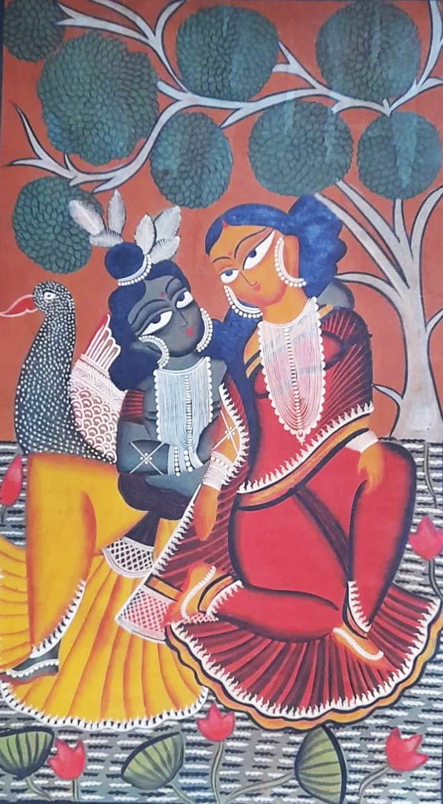Divine Love: Radha Krishna in Kalighat by Uttam Chitrakar Thumbnail