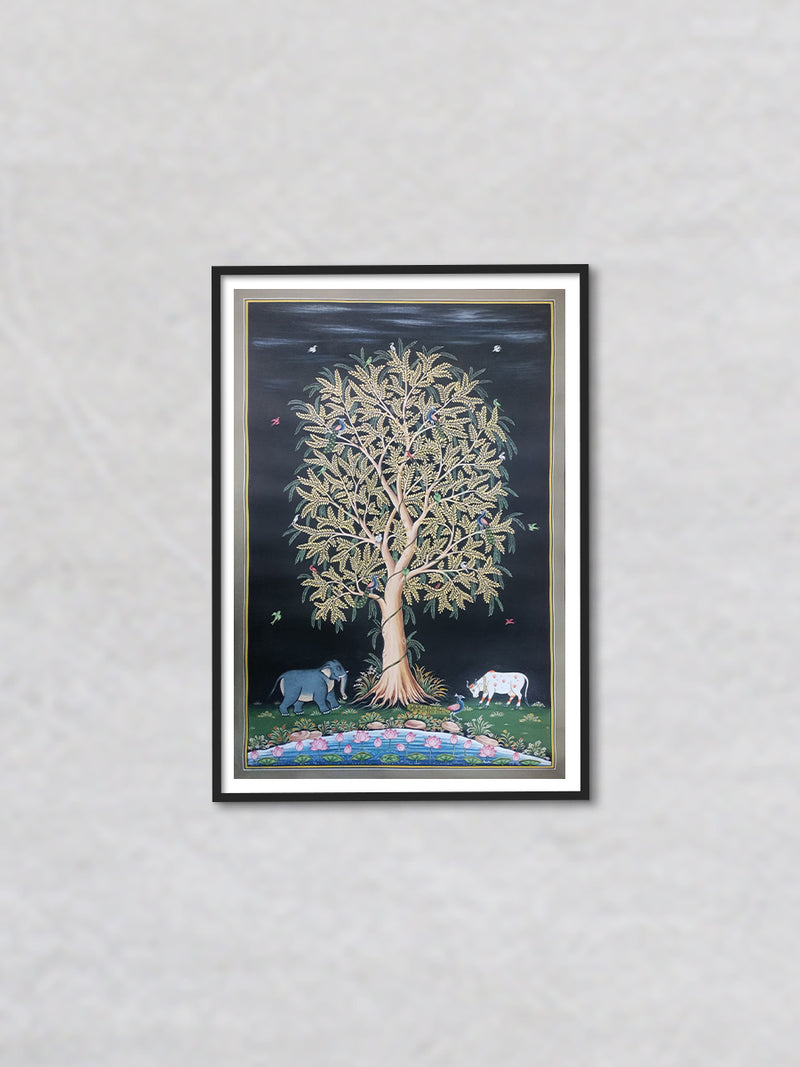 Shop Celestial Canopy: Tree of Life and Sacred Animals Pichwai painting by Dinesh Soni