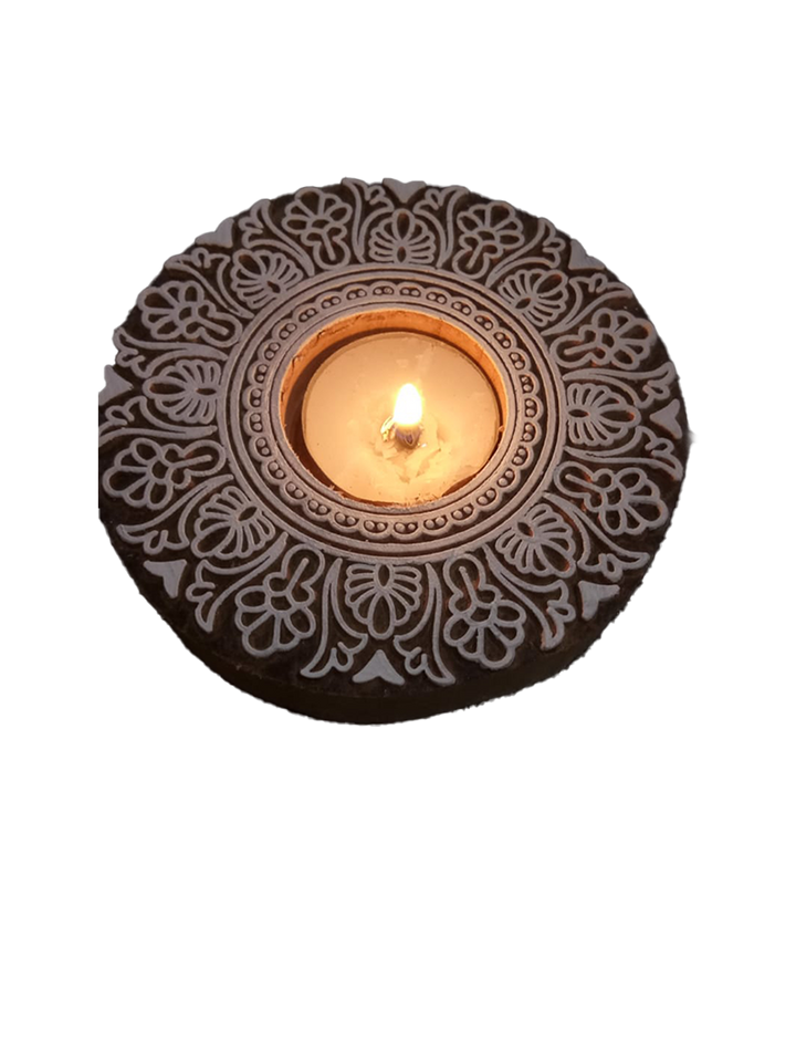 Circular Wooden Block Diya Set by Vikas Singh Thumbnail