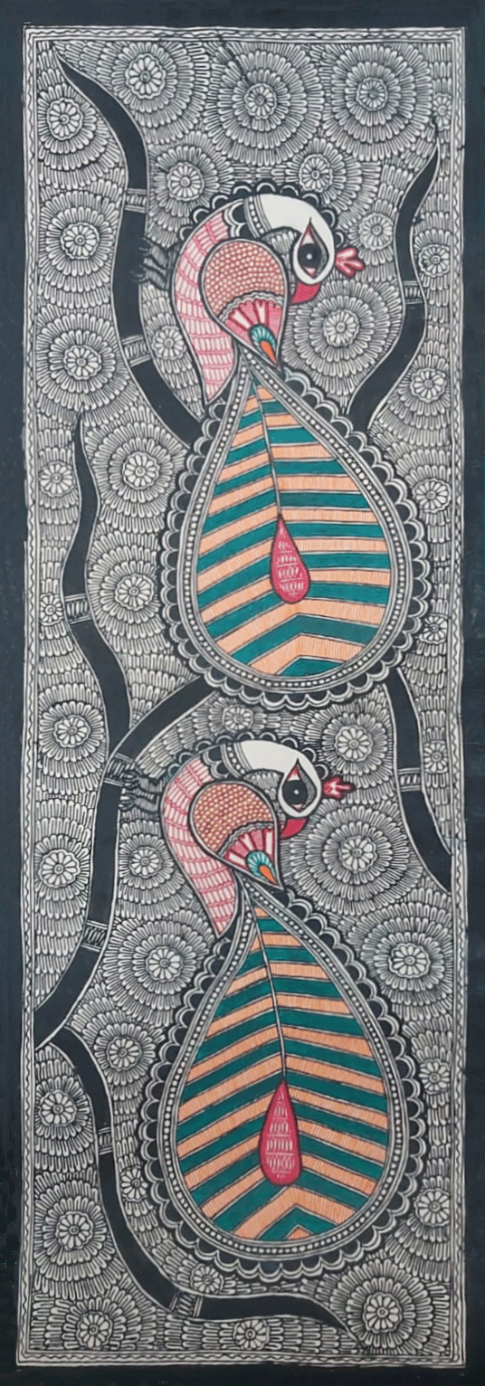 Colorful Peacocks in Madhubani by Priti Karn Thumbnail