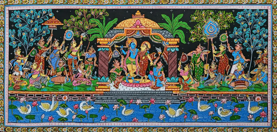 Pathra Background Image Buy Radha Krishna Pattachitra Paintings | Traditional Indian Wall Art