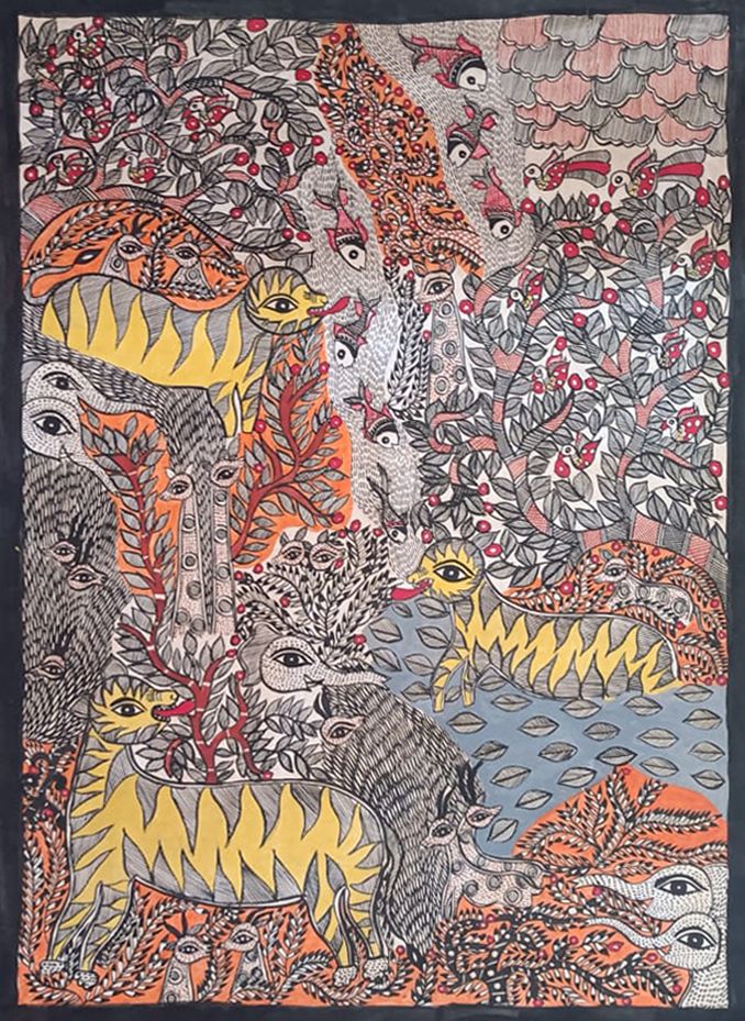 Colors of the Wild: Madhubani Painting by Vibhuti Nath Thumbnail