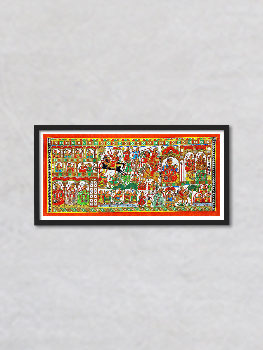 Colours of Love and Valour A Phad Painting Tapestry by Kalyan Joshi