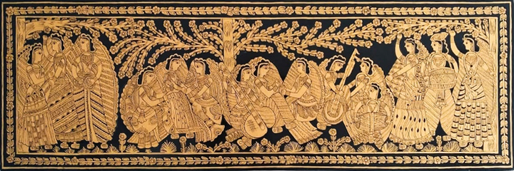 Composition of dancing and singing in Tikuli painting by Ashok Kumar Thumbnail
