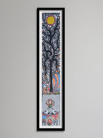 Buy Composition showcasing tree with pond and sun: Madhubani by Vibhuti Nath