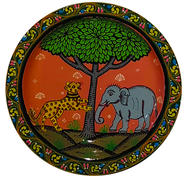Concert of Nature A Vibrant Tale - Pattachitra Plate by Apindra Swain for Home Decor Thumbnail