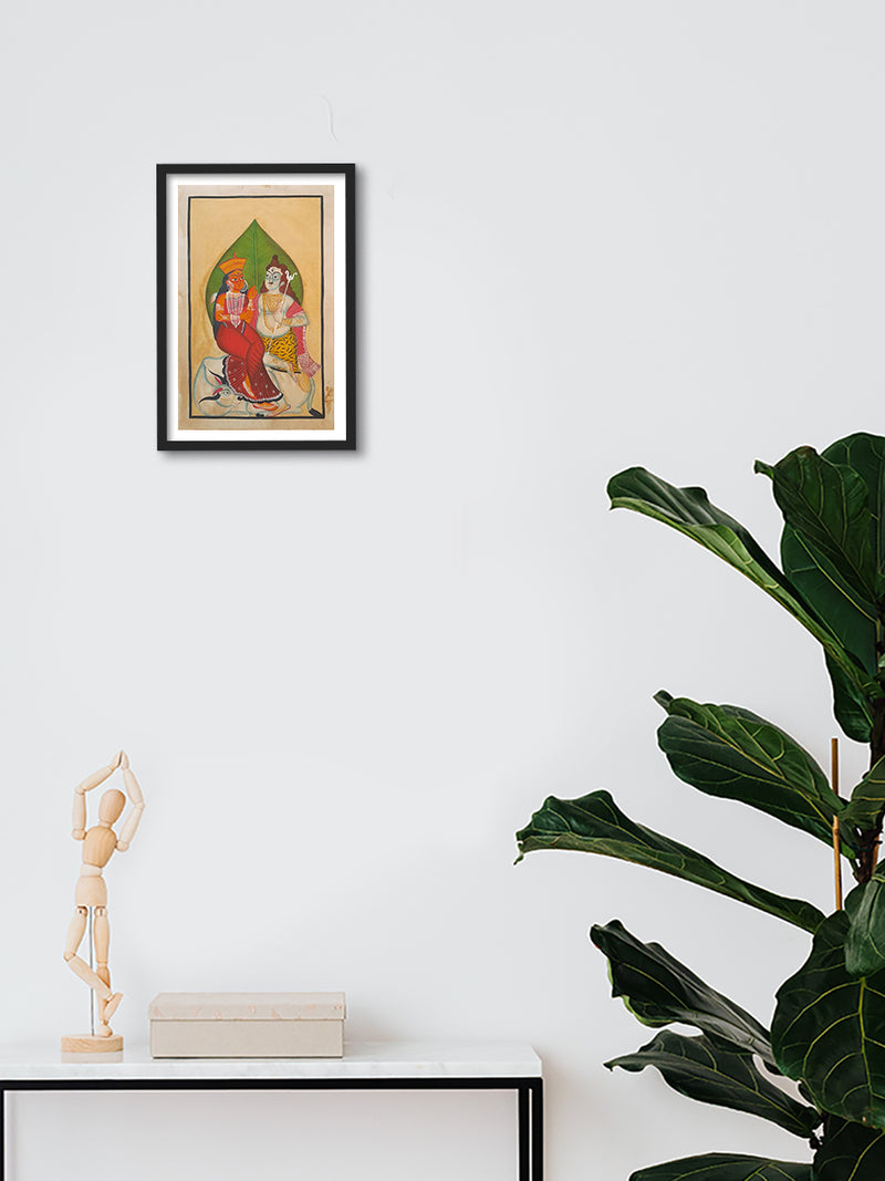 Cosmic Harmony The Divine Union Khalighat Painting for sale