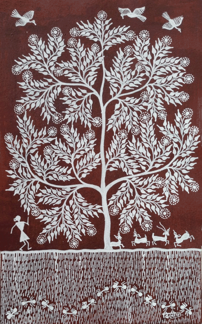 Country Life In Warli by Dilip Bahotha Thumbnail