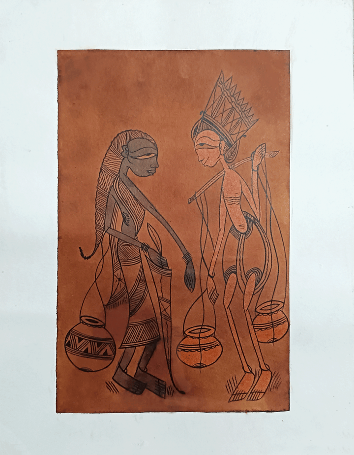 Couple in Santhal Pattachitra by Uttam Chitrakar Thumbnail