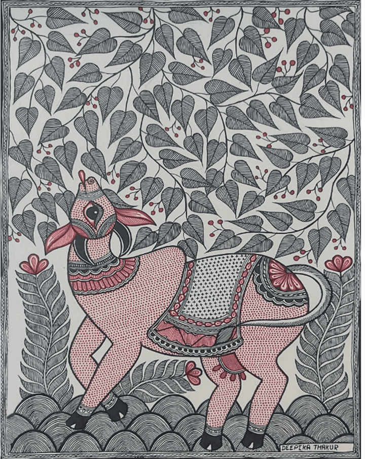 Cow in Madhubani by Priti Karn Thumbnail