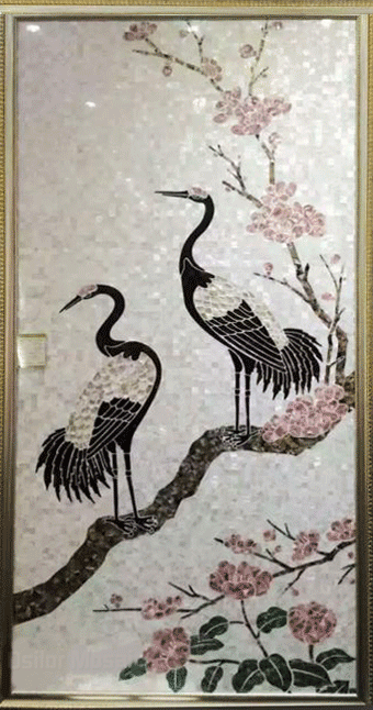 Cranes amidst the Cherryblossom in Marble Inlay by Fammo Khan Thumbnail