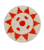 Buy Cream and Orange geometric patterned coaster Sabari Grass Work by Dipali Mura