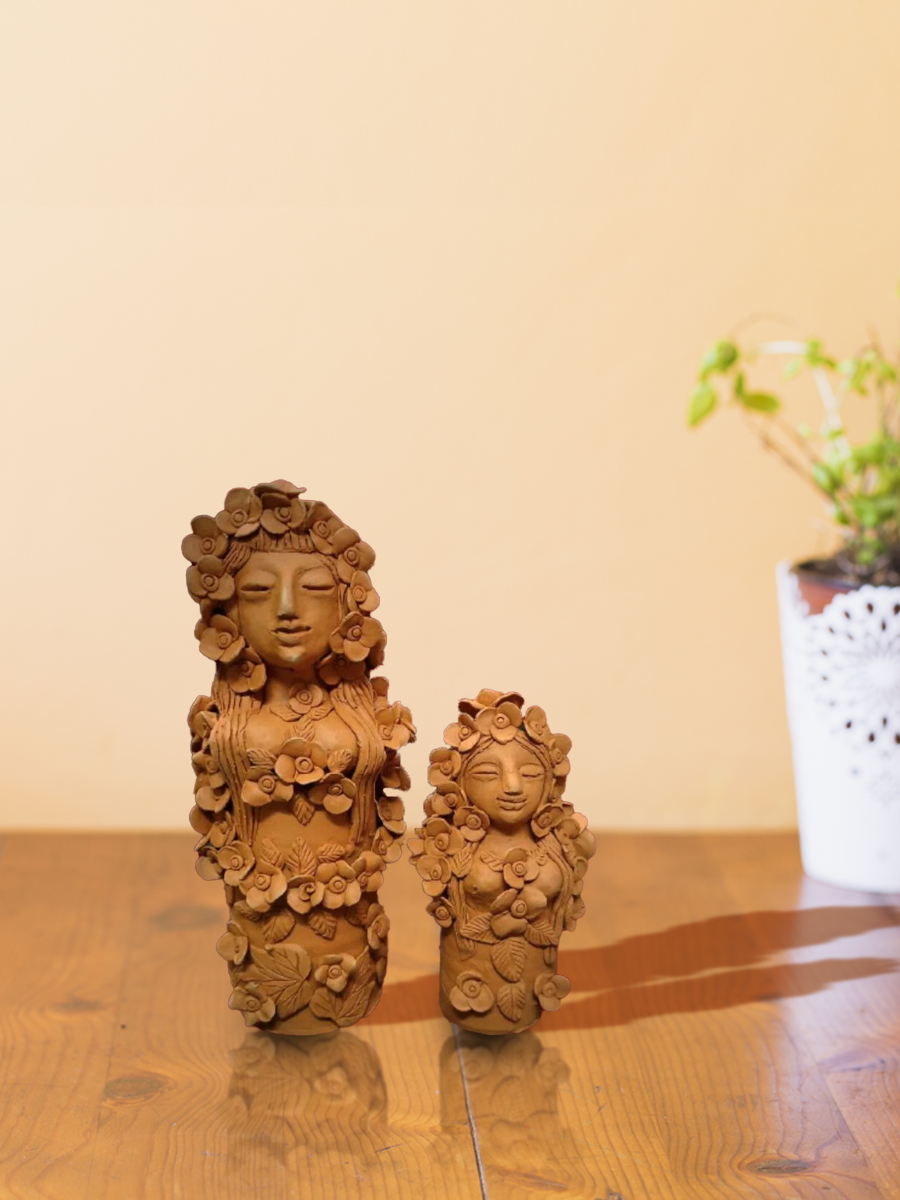 Buy Mother and Daughter  in Terracotta Art by Dolon Kundu