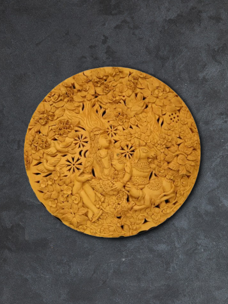 buy Krishna's Eternal Bliss: Terracotta art by Dolon Kundu
