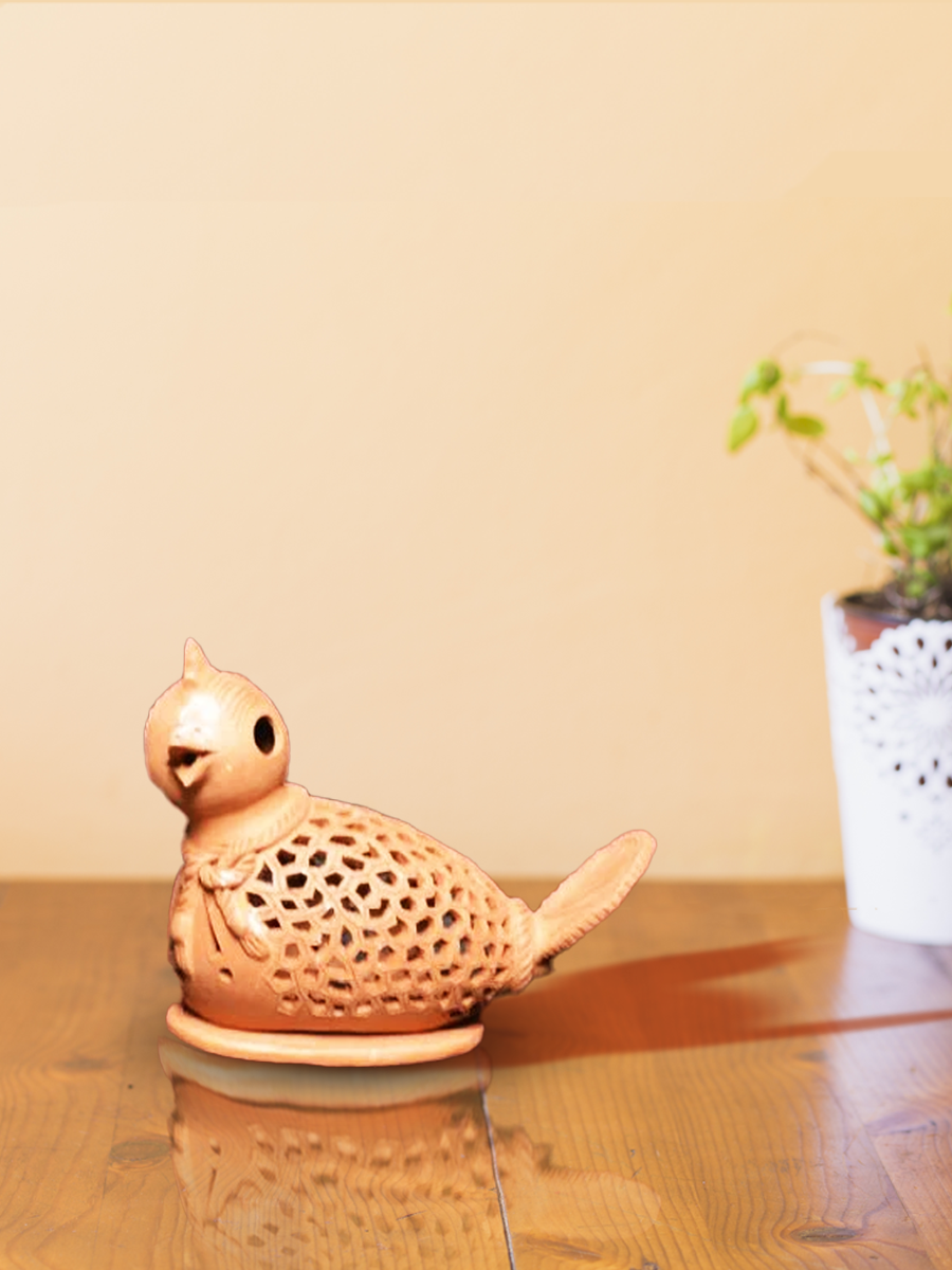 buy Tea Light Bird  in Terracotta art by Dolon Kundu